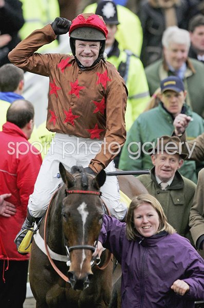 Mick Fitzgerald celebrates on Fondmort Ryanair Chase Cheltenham Festival 2006