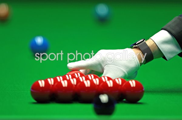 Snooker referee placing pink ball Masters London 2023