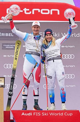 Marco Odermatt Switzerland & Mikaela Shiffrin USA Ski World Cup Winners France 2022