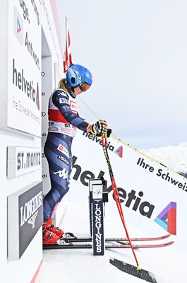 Mikaela Shiffrin USA Ski World Cup Downhill Start St Moritz Switzerland 2022