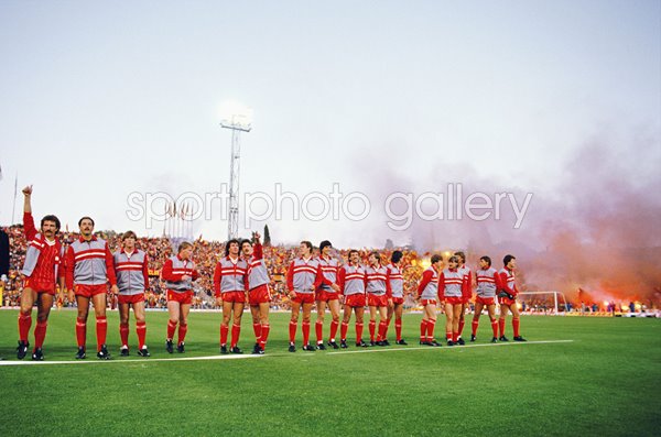 Liverpool team v AS Roma European Cup Final Rome 1984