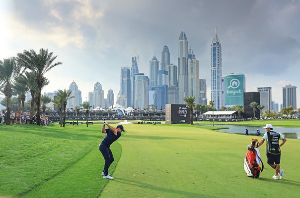 Rory McIlroy 18th Fairway Emirates Club Dubai Desert Classic 2023