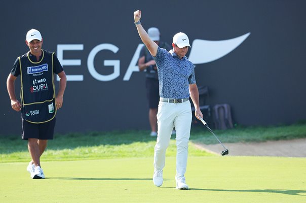 Rory McIlroy Northern Ireland celebrates victory Dubai Desert Classic 2023