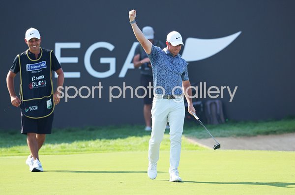 Rory McIlroy Northern Ireland celebrates victory Dubai Desert Classic 2023