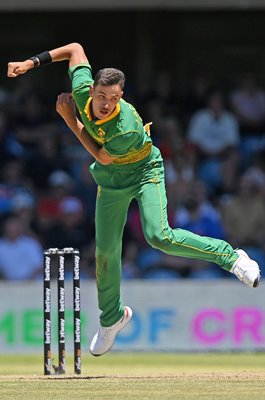 Marco Jansen South Africa bowls v England ODI Bloemfontein 2023