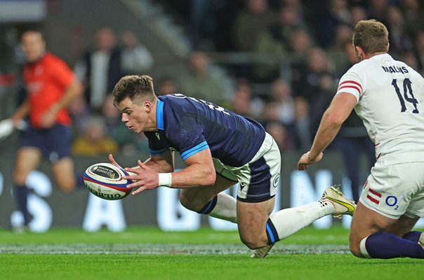 Huw Jones Scotland scores v England Six Nations Twickenham 2023