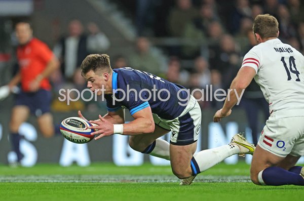 Huw Jones Scotland scores v England Six Nations Twickenham 2023