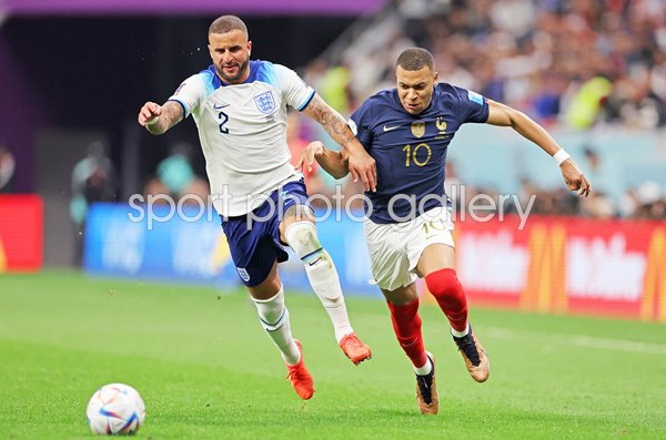 Kyle Walker England v Kylian Mbappe France World Cup 2022