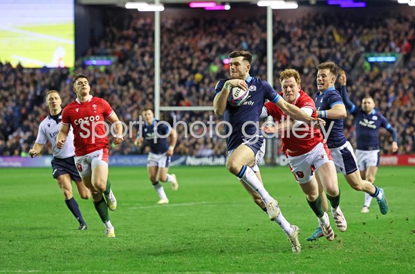 Blair Kinghorn Scotland scores v Wales Six Nations Murrayfield 2023