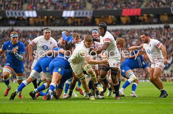 Jack Willis England scores try v Italy Six Nations Twickenham 2023