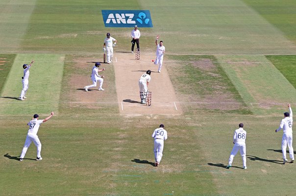 James Anderson England celebrates winning wicket v New Zealand Mount Maunganui 2023