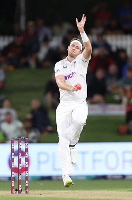Stuart Broad England bowls v New Zealand Mount Maunganui Test 2023
