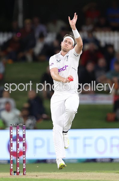 Stuart Broad England bowls v New Zealand Mount Maunganui Test 2023