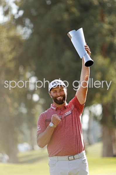 Jon Rahm Spain celebrates Genesis Invitational victory Riviera 2023