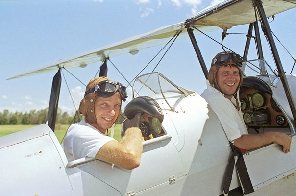 David Gower & John Morris England Tiger Moth Flight Australia Tour 1991