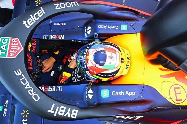 Sergio Perez Mexico Red Bull Racing Overhead view F1 Testing Bahrain 2023