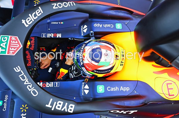Sergio Perez Mexico Red Bull Racing Overhead view F1 Testing Bahrain 2023