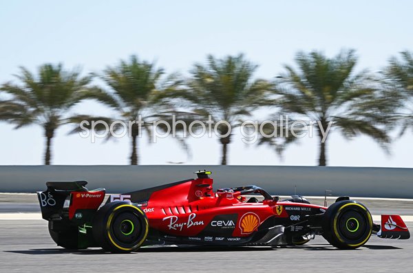 Carlos Sainz Spain driving Ferrari  F1 Testing Bahrain 2023