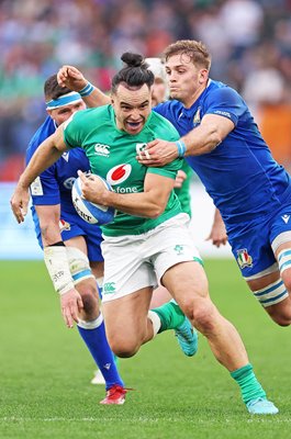 James Lowe Ireland v Danilo Fischetti Italy Six Nations Rome 2023