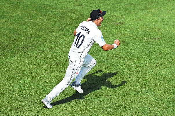 Neil Wagner New Zealand celebrates catch v England Wellington 2023