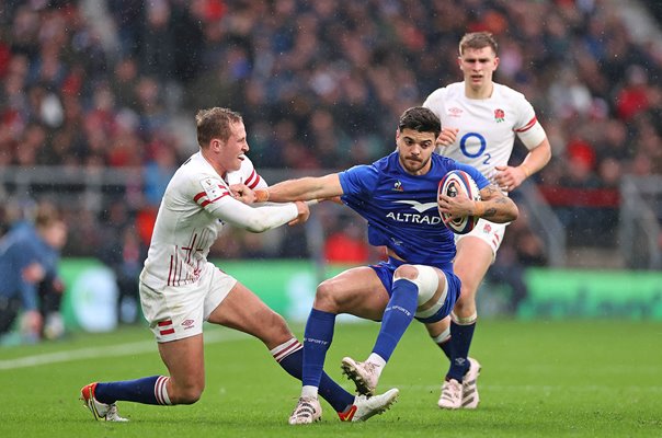 Romain Ntamack France v Max Malins England Twickenham Six Nations 2023