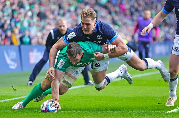 Jack Conan Ireland scores v Scotland Murrayfield Six Nations 2023