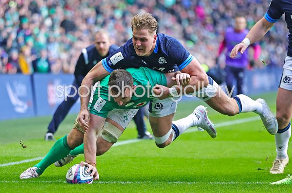 Jack Conan Ireland scores v Scotland Murrayfield Six Nations 2023