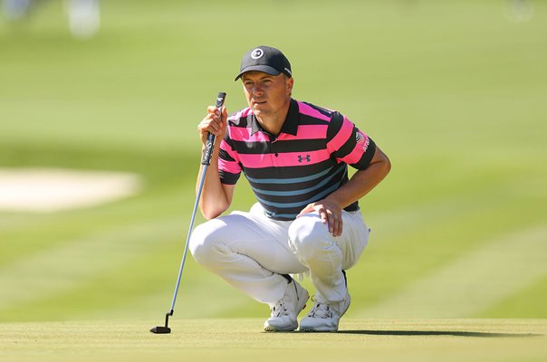 Jordan Spieth USA lines up a putt The Players TPC Sawgrass 2023