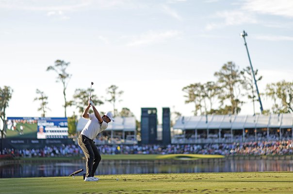 Scottie Scheffler USA 17th tee The Players TPC Sawgrass Florida 2023