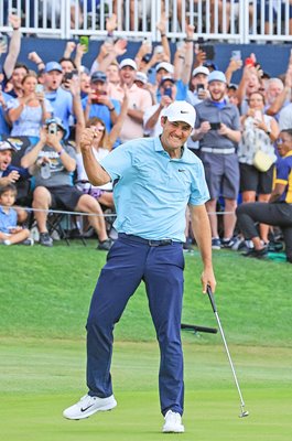 Scottie Scheffler USA celebrates Players Championship win TPC Sawgrass 2023