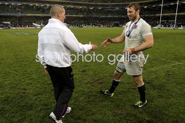 England Coach and Captain celebrate Dublin 2013