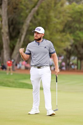 Tyrrell Hatton England celebrates birdie 72nd Hole Players Championship 2023