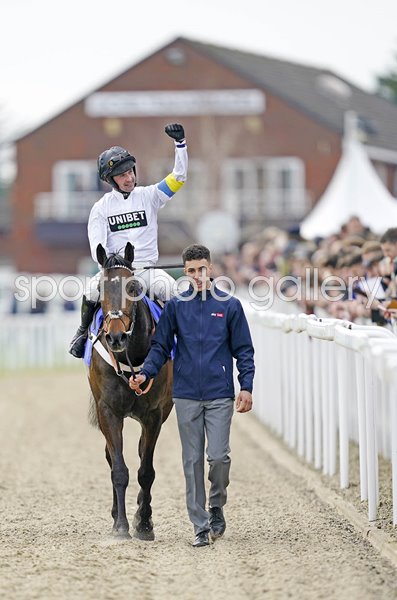 Nico de Boinville celebrates Constitution Hill win Supreme Hurdle Cheltenham 2022