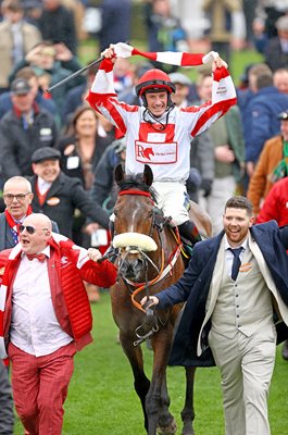 Sam Twiston-Davies celebrates The Real Whacker win Cheltenham Festival 2023