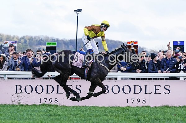 Paul Townend celebrates Galopin Des Champs win Cheltenham Gold Cup 2023