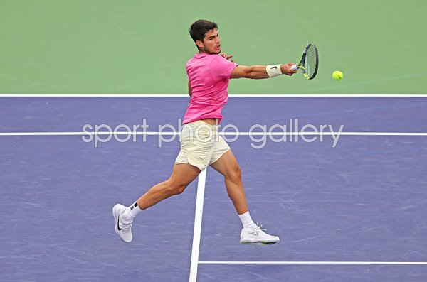 Carlos Alcaraz Spain forehand Indian Wells California 2023