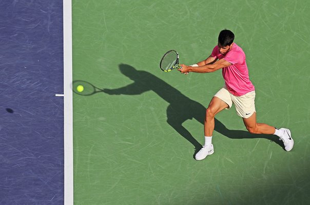 Carlos Alcaraz Spain backhand Indian Wells California 2023