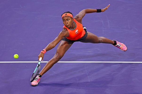 Coco Gauff USA low backhand Indian Wells California 2023