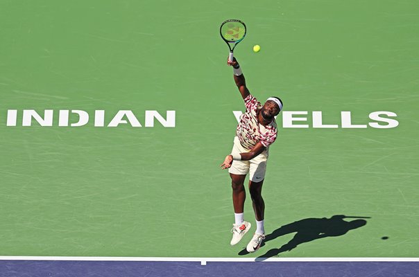 Frances Tiafoe USA serves Indian Wells Tennis 2023