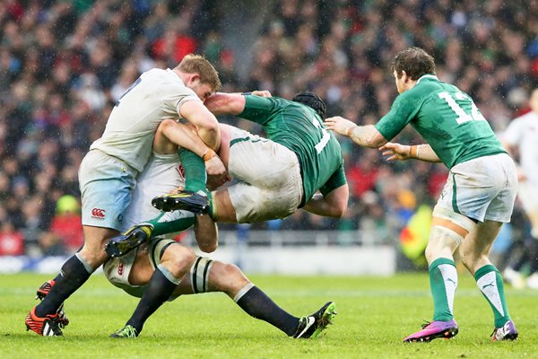 Chris Robshaw & Tom Youngs tackle Sean O'Brien 2013