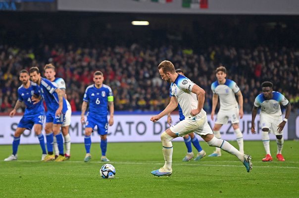 Harry Kane England penalty v Italy EURO 2024 Qualifying Naples 2023