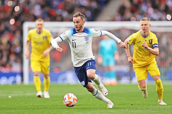 James Maddison England action v Ukraine EURO 2024 Qualifying 2023