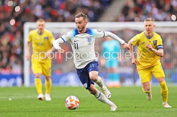 James Maddison England action v Ukraine EURO 2024 Qualifying 2023