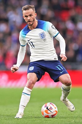 James Maddison England on the ball v Ukraine EURO 2024 Qualifying 2023