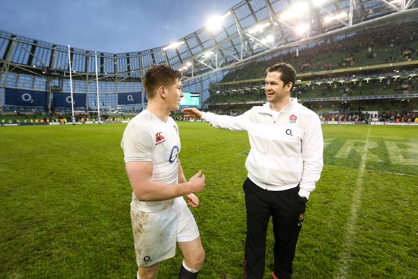 Andy and Owen Farrell celebrate England win in Dublin 2013