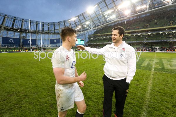 Andy and Owen Farrell celebrate England win in Dublin 2013