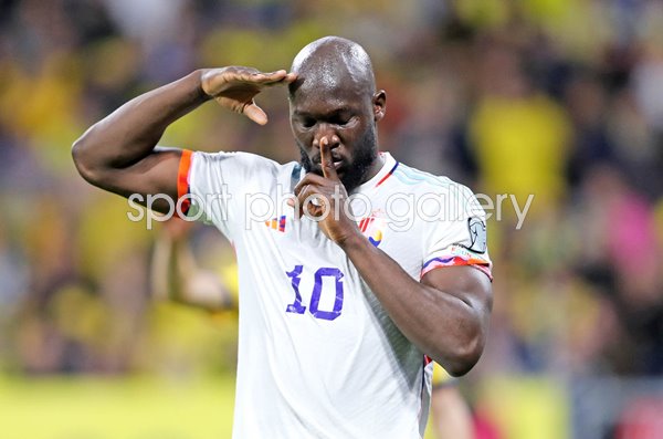 Romelu Lukaku Belgium celebrates v Sweden EURO 2024 Qualifying 2023