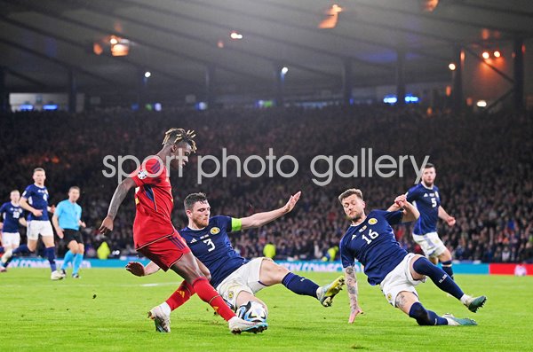Nico Williams Spain v Andrew Robertson Scotland EURO 2024 Qualifying 2023