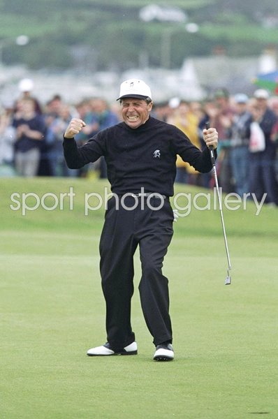 Gary Player South Africa celebrates British Seniors Open Royal Portrush 1997