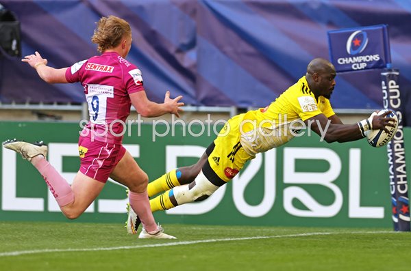 Raymond Rhule La Rochelle scores v Exeter Semi Final Champions Cup 2023